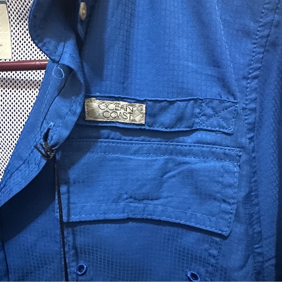 Boys Blue Short Sleeve Shirt Ocean Coast Fishing Shirt - Picture 4 of 9